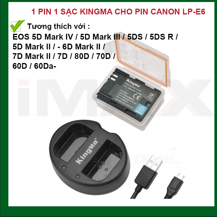 BỘ 1 PIN 1 SẠC THAY THẾ CHO MÁY ẢNH CANON LP-E6 - HÀNG CHÍNH HÃNG