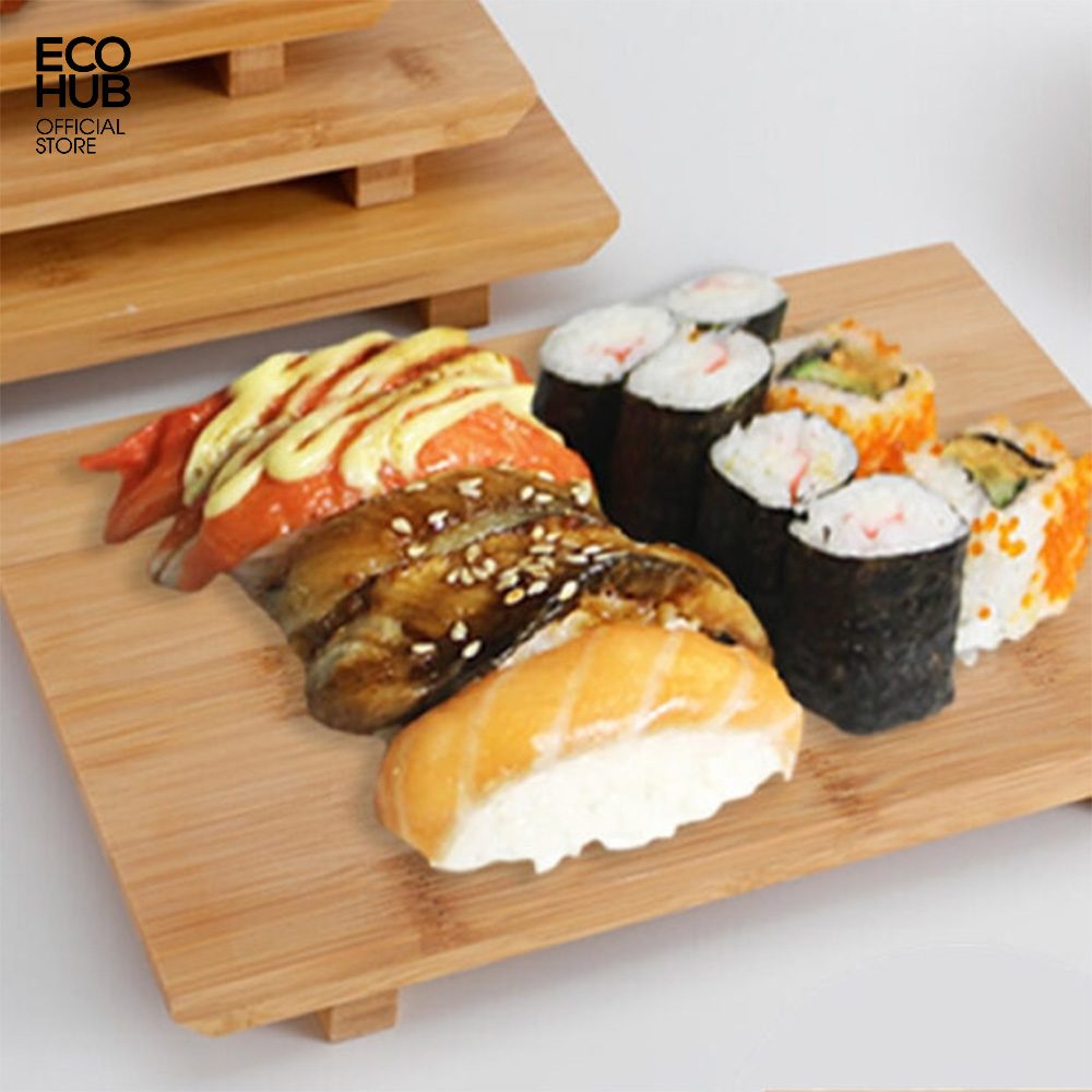 Khay tre bày món Nhật ECOHUB bày sushi