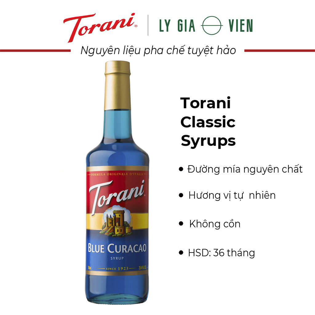 Siro Pha Chế Vị Vỏ Cam Torani Classic Blue Curacao Syrup 750ml Mỹ
