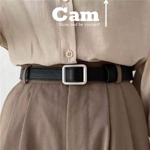 Thắt Lưng Nam Nữ DG Mặt Vuông Cam Accessories Màu Đen Xám Đẹp - Dây Lưng Nam Nữ Unisex Mặt Kim Loại Da PU Hàn Quốc - DG