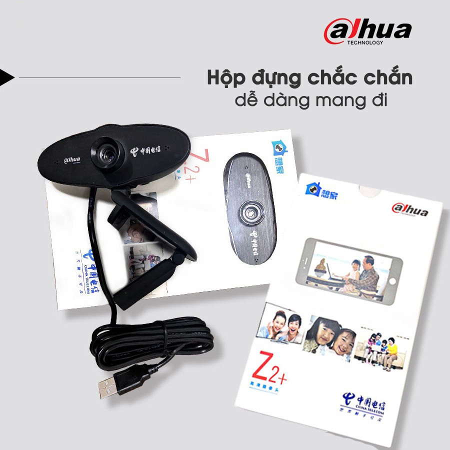 Webcam máy tính Dahua Z2+ Plus HD720 siêu nét Có Micro Hỗ trợ học trực tuyến, họp online, zoom , video call - Hàng Chính Hãng