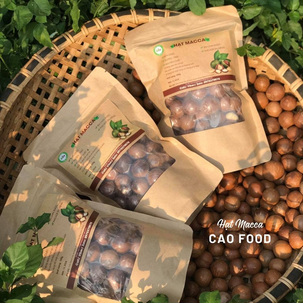 Hạt Macca Đaklak CAO Food loại 1 to tròn tự nhiên, ngọt bùi từng hạt - có kèm khui mở