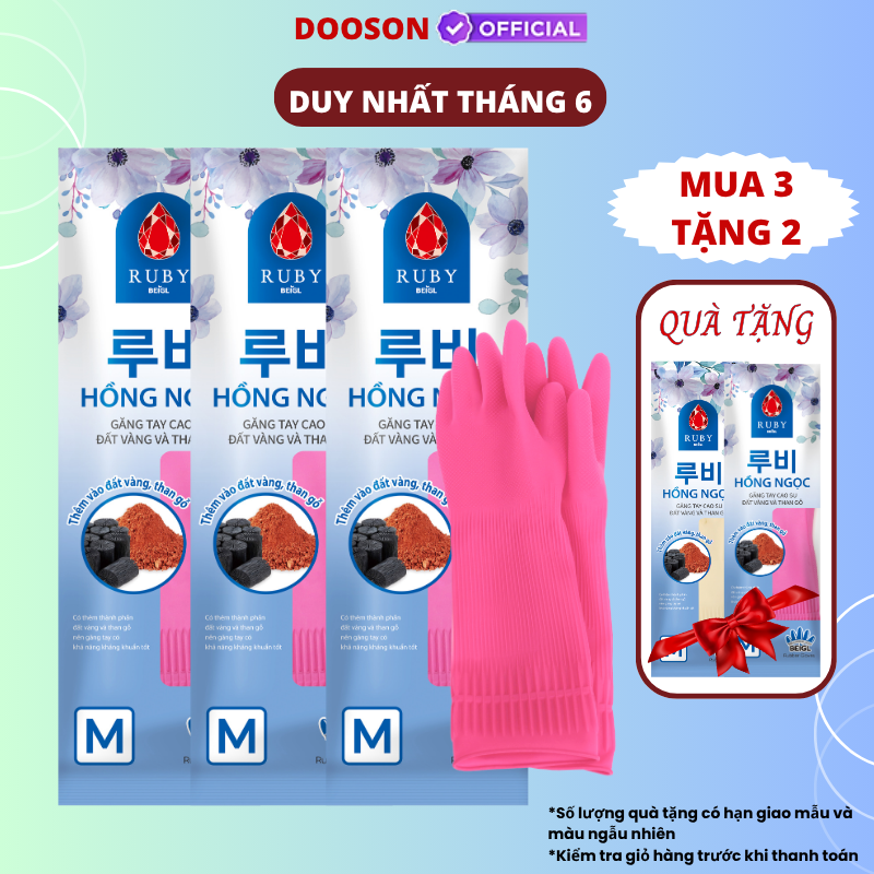 Mua 3 Tặng 2 - Đôi Găng Tay Cao Su Đất Vàng Và Than Gỗ Ruby M