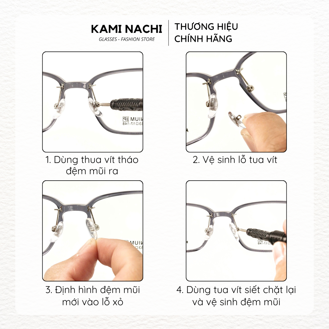 Bộ 2 miếng đệm mũi trong suốt bằng silicon cho kính kim loại KAMI NACHI