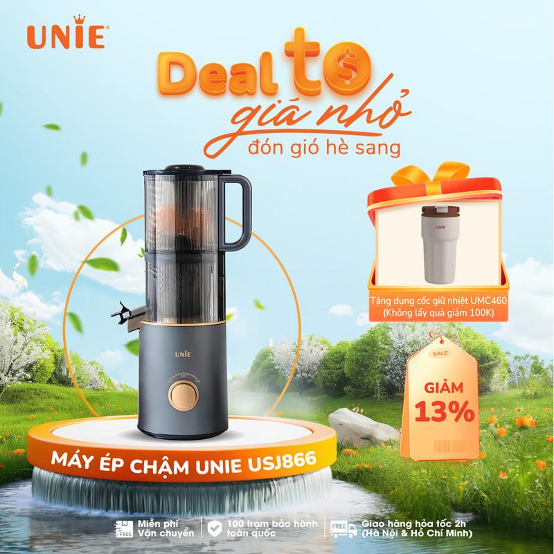 Máy ép chậm UNIE USJ866 công nghệ ép tươi cao cấp, công suất 200W, ống tiếp nhiên liệu cực lớn, ép nguyên trái, Bảo hành 12 tháng- hàng chính hãng