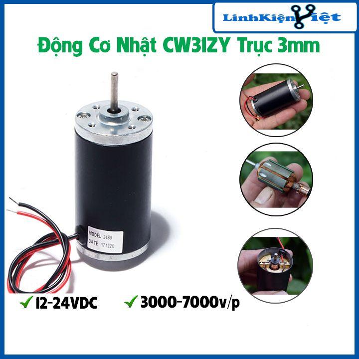 Động cơ nhật CW31ZY tốc độ cao điện áp 12-24VDC trục 3mm 3000-7000 vòng/phút