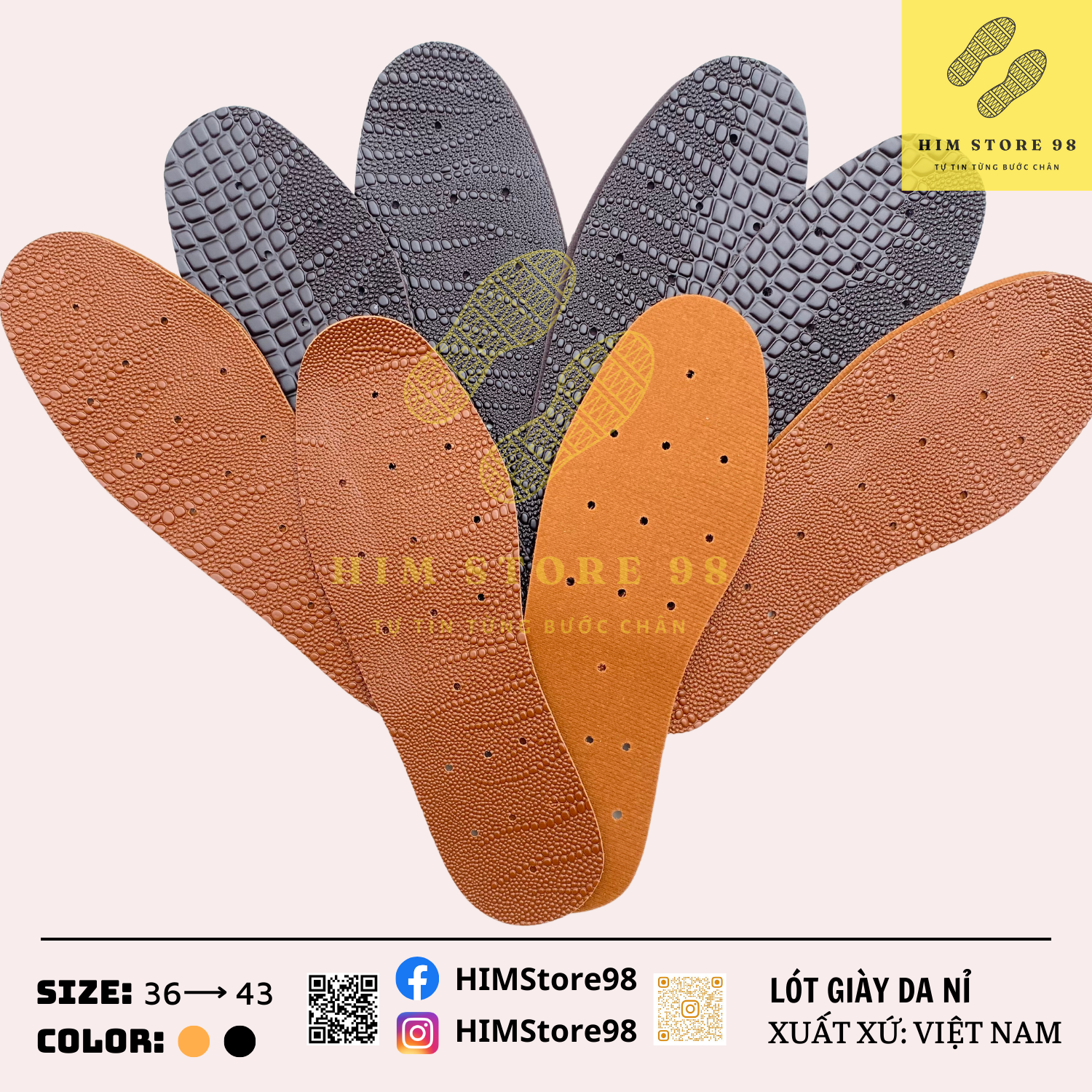 Lót giày da nỉ HIM STORE 98 - chất liệu nỉ êm, mịn - tự tin khi đi công tác cho anh chị công sở