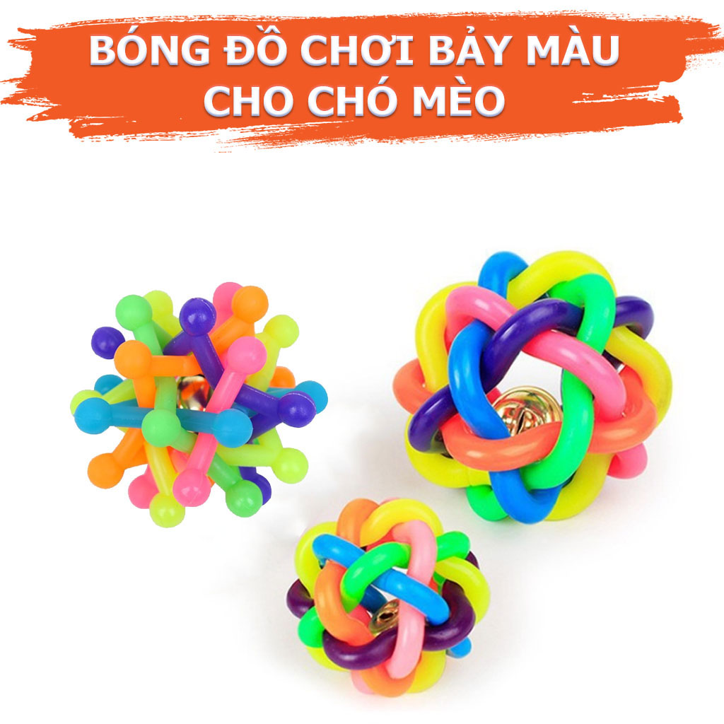 Bóng Đồ Chơi Bảy Màu Có Chuông Dành Cho Chó Mèo
