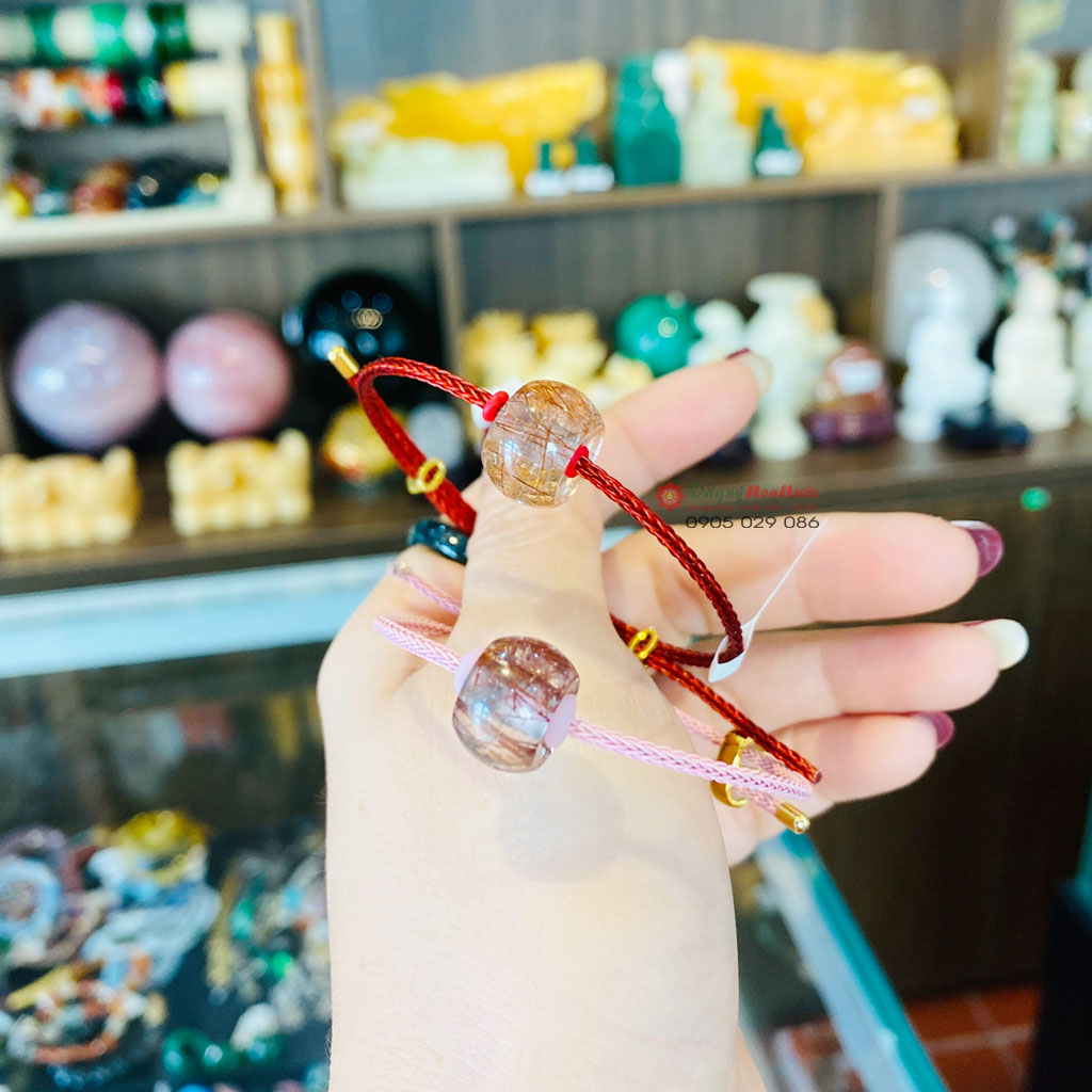 Vòng tay Lu thống đồng điếu thạch anh tóc vàng nâu