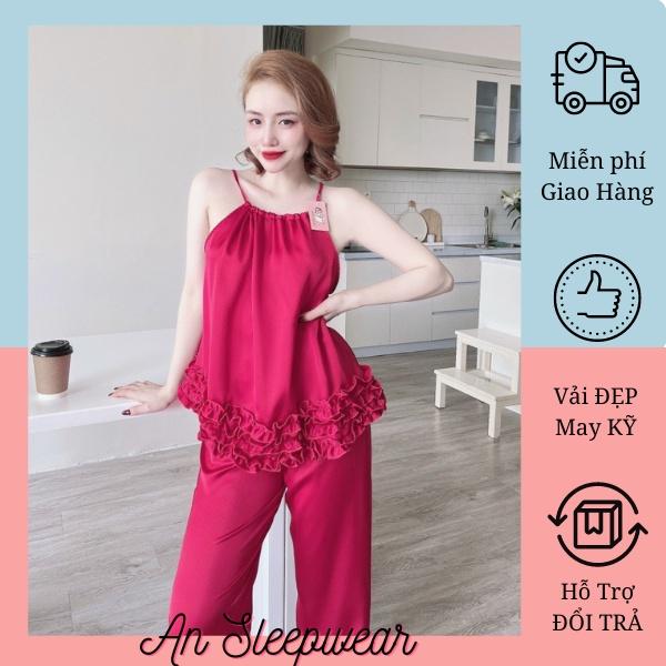 Đồ Ngủ Nữ Mặc Nhà Quần Dài Chất Lụa LATIN Đẹp, Mát, Ít Nhăn, Đường May Đẹp- Kiểu Đồ Ngủ Sexy, Freesize Dưới 58kg