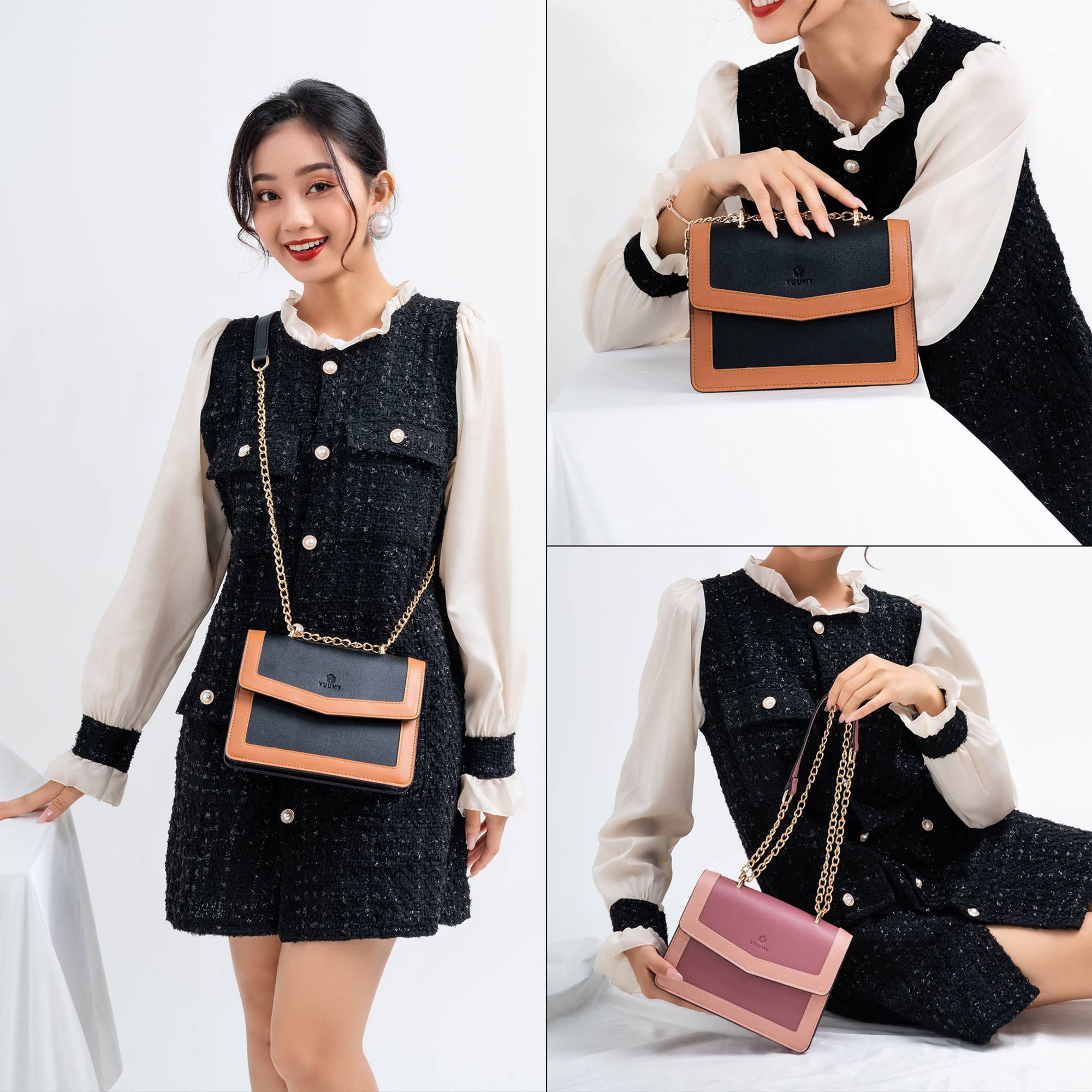 Túi đeo chéo nữ thời trang YUUMY YN92, 7 ngăn, vừa sổ tay, ví, điện thoại, phù hợp đi chơi, đi làm, đi tiệc, da tổng hợp cao cấp, không bong tróc, không thấm nước