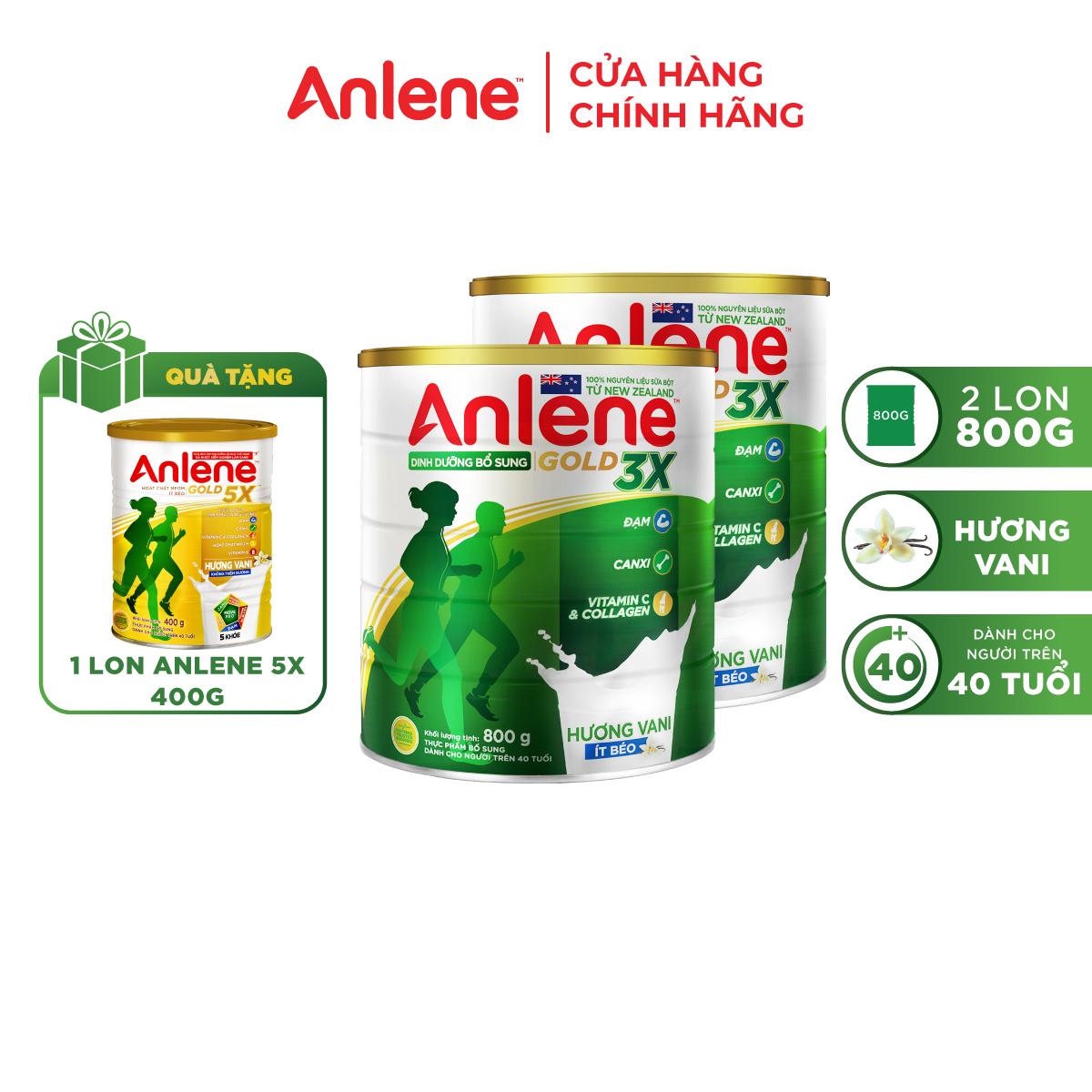 Combo 2 TPBS Anlene hương vani 1.2kg (trên 30 tuổi) - Tặng nồi inox