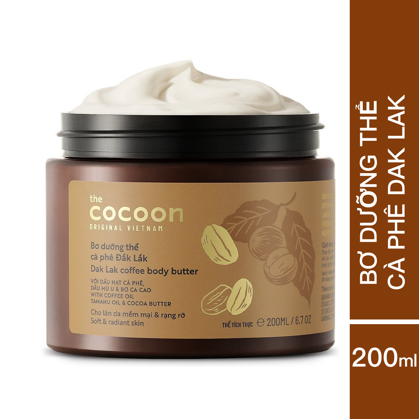 Bơ Dưỡng Thể Cocoon Cà Phê Đắk Lắk 200ml - Dưỡng ẩm toàn thân - Cocoon Dak Lak Coffee Body Butter