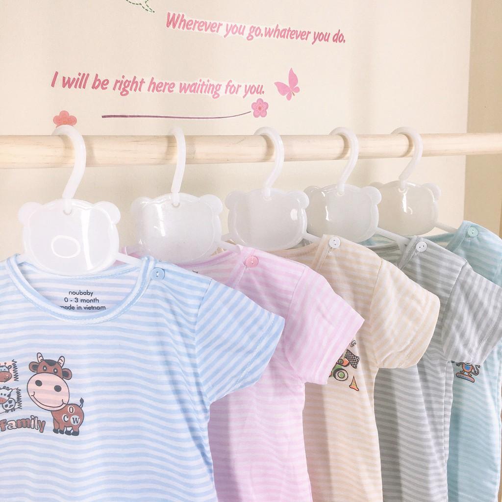 Bộ cộc tay cho bé trai gái sơ sinh quần áo trẻ em vải cotton kẻ cài vai, hàng đẹp từ 3-14kg – BCT08