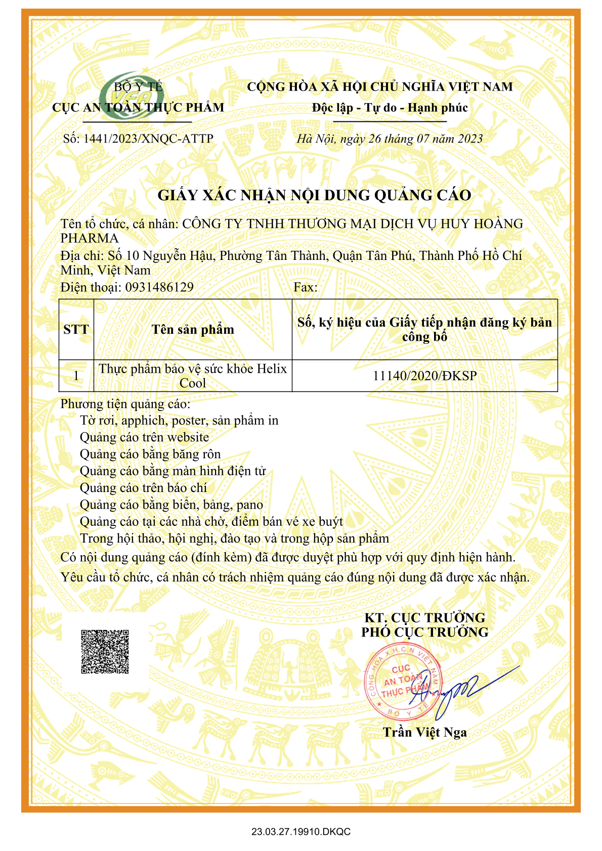 Thực phẩm bảo vệ sức khỏe Helix Cool