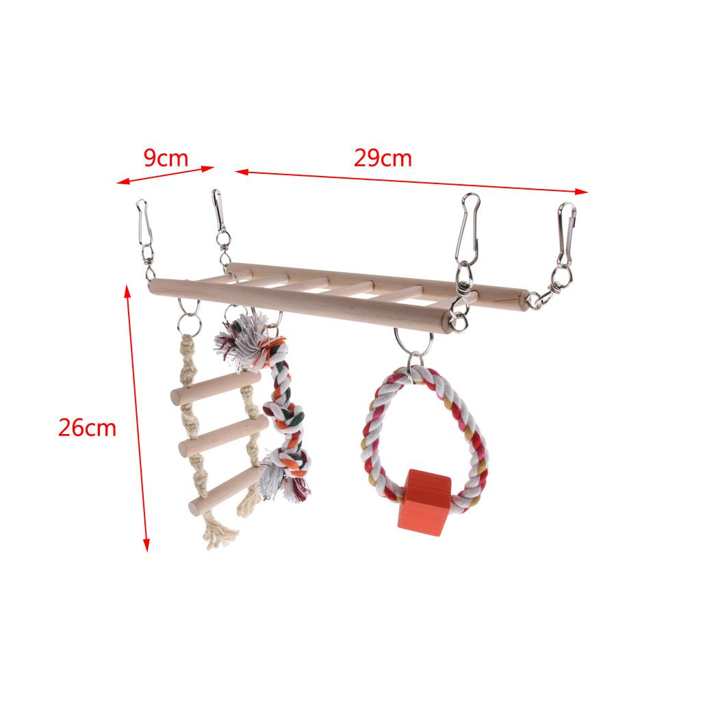 Bird Chew Toy Parrot Climbing Ladder Swinging Wooden Bridge Hanging Toy