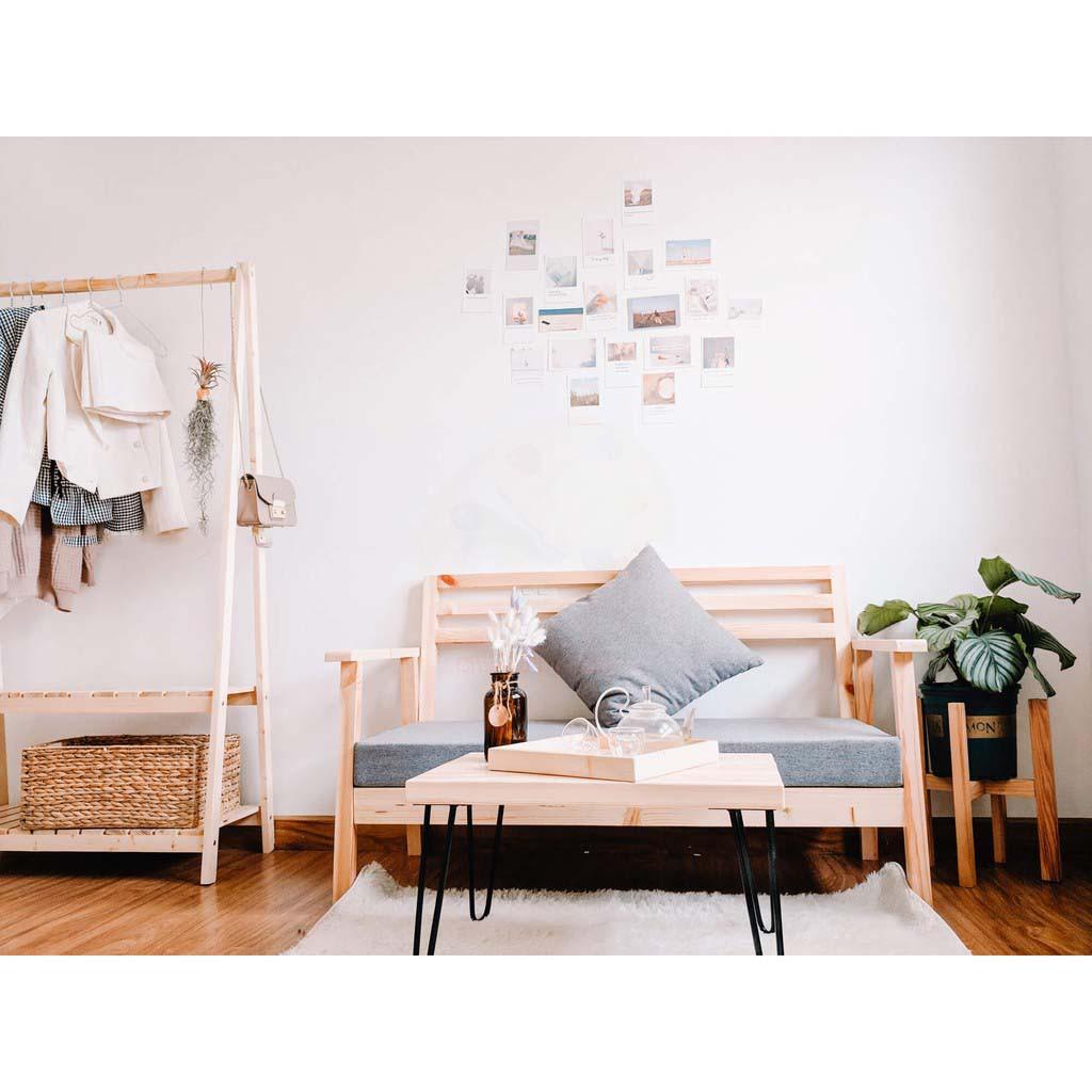 Bộ Bàn Sofa + Ghế Phòng Khách Gỗ Tự Nhiên / Combo Ghế Ngồi Sofa, Bàn Trà Tiếp Khách Trang Trí Nhà