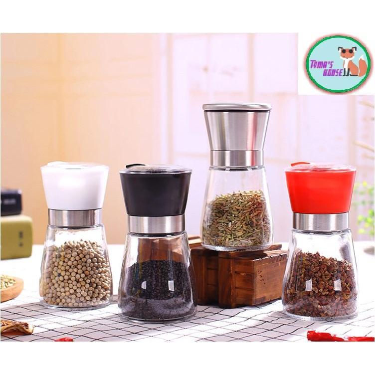 Dụng cụ xay tiêu cầm tay 2in1, Lọ thủy tinh, Lọ xay tiêu cầm tay nhỏ gọn tiện dụng GD_XayTieu