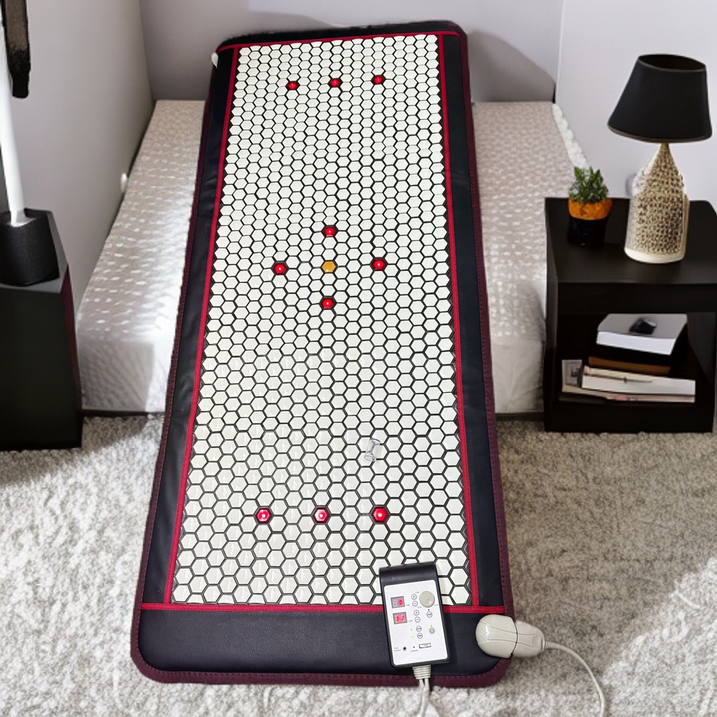 Thảm đá nóng lục giác màu trắng JADE YUKI 70x170cm Giảm đau nhức, cải thiện tuần hoàn máu và ngủ ngon