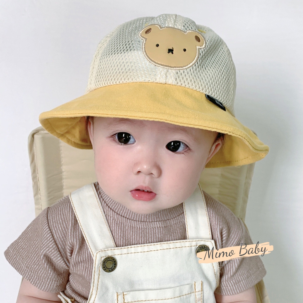 Mũ nón tai bèo lưới thoáng thêu hình gấu đáng yêu cho bé MH239 Mimo Baby