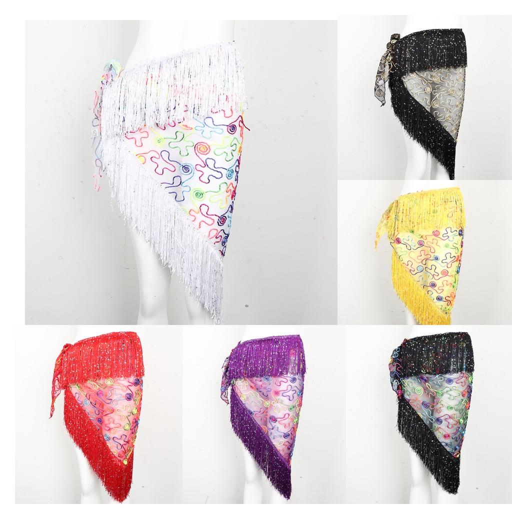 Tassel Mesh Net Indian Belly Dancing Hip Scarf Skirt Waist Wrap Chain for Women