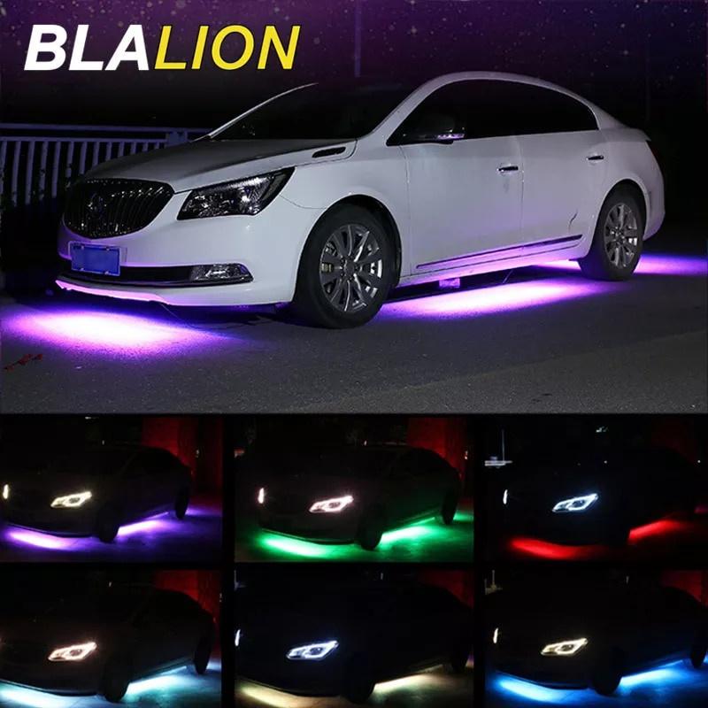 Đèn chiếu sáng dưới đèn LED ô tô Đèn khí quyển Điều khiển ứng dụng từ xa Dải linh hoạt RGB Đèn gầm trang trí Đèn gầm Đèn neon