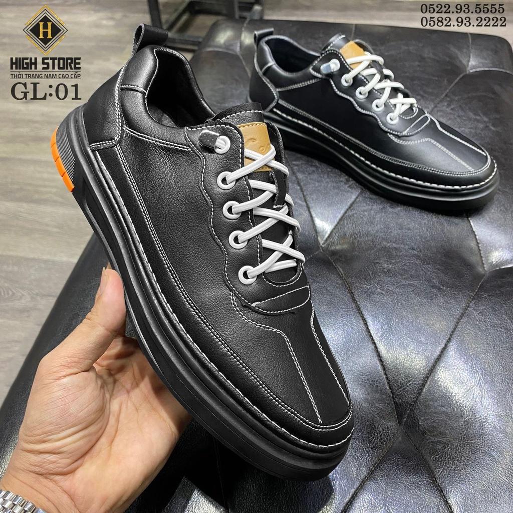 Giày thể thao nam da bò đế cao su mềm nguyên khối - giày sneaker nam phong cách trẻ trung năng động GL01