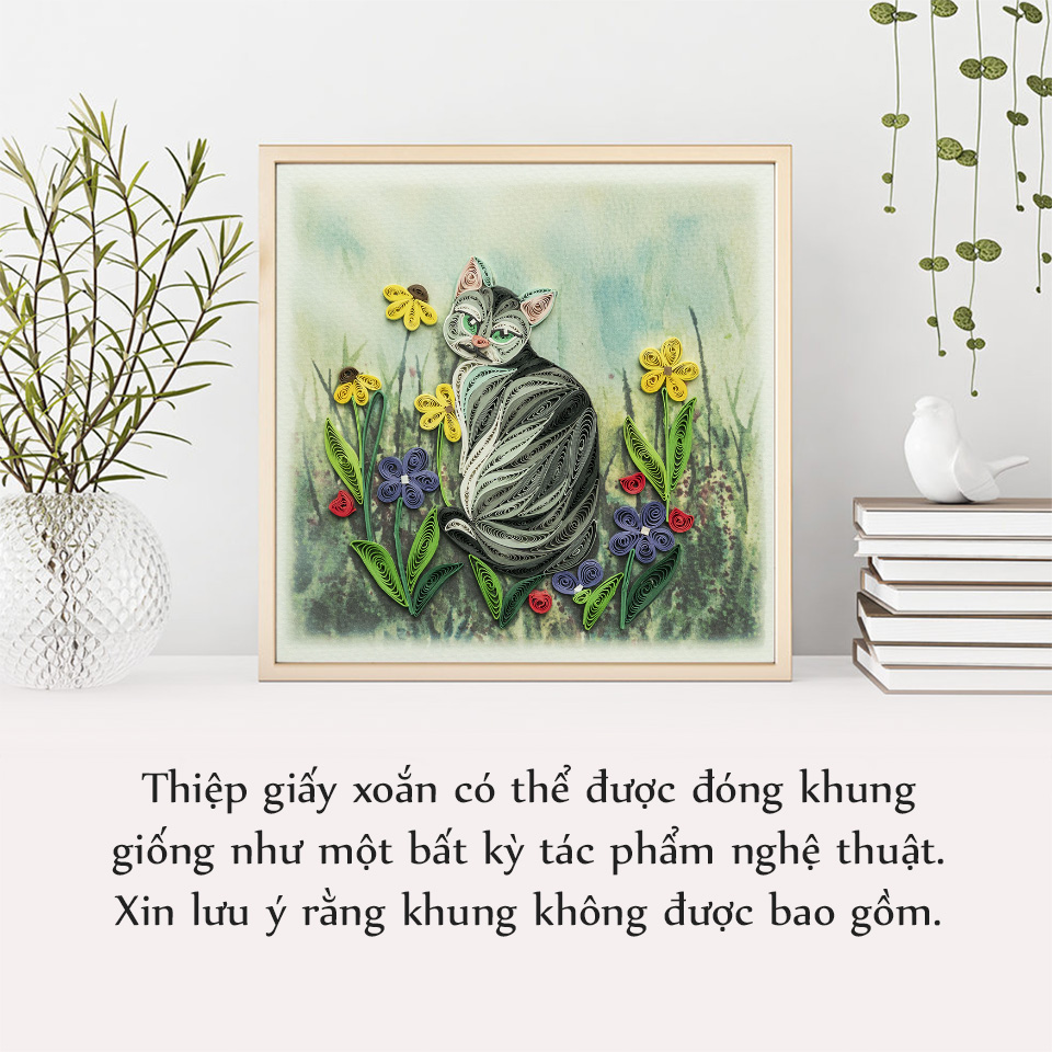 Thiệp Giấy Xoắn Động Vật - Con Mèo - NCC-A1508