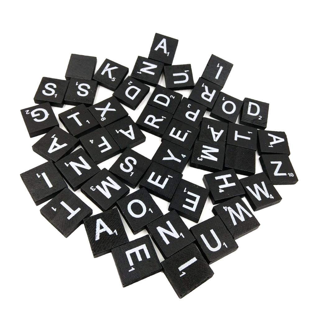 100 PCS Đen Ốp Gỗ Với Lụa Bảng Chữ Cái Cho Đám Cưới Thêu Sò