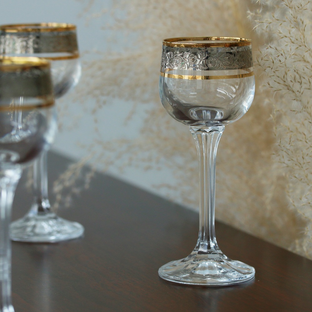 Ly uống Shot Thủy tinh mạ vàng Bohemia Tiệp khắc