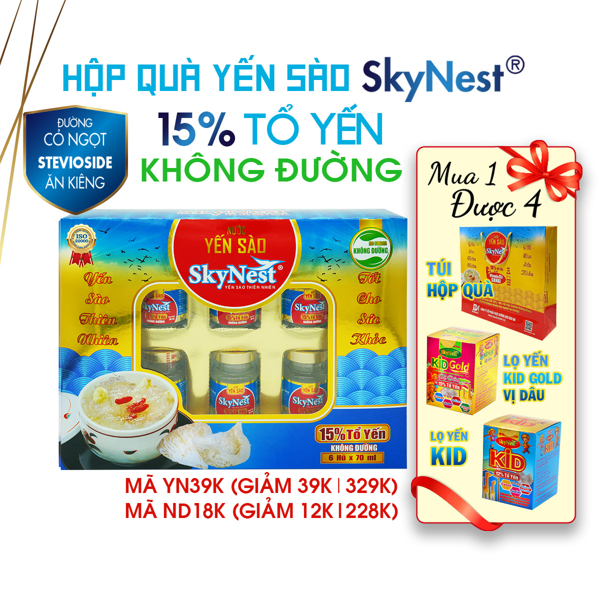 Nước yến sào SkyNest 15% Tổ Yến KHÔNG ĐƯỜNG