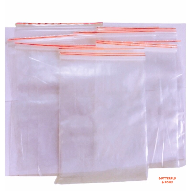 100g Túi Zip Trong Chỉ Đỏ Lớn Size 25cm x 18cm