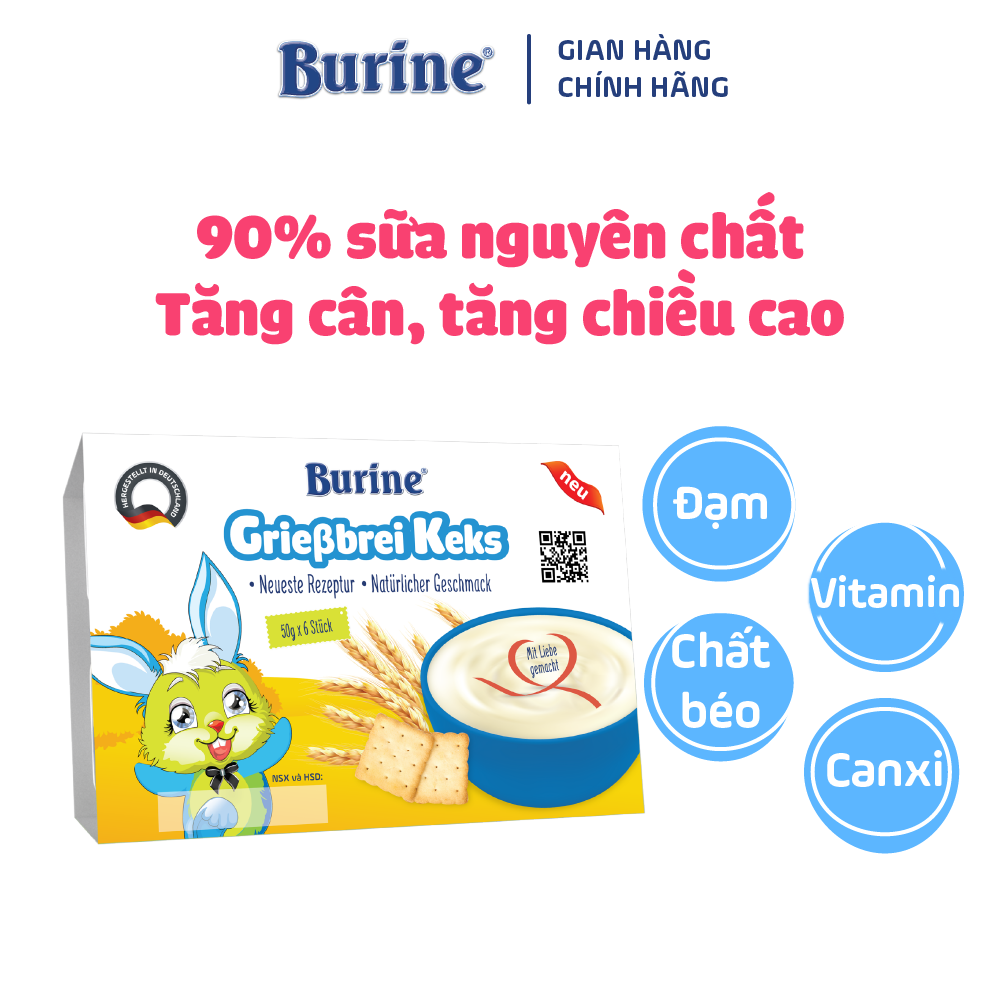 Cháo sữa ăn dặm Burine vị Bích Quy - Nhập khẩu Đức dành cho trẻ từ 6 tháng tuổi