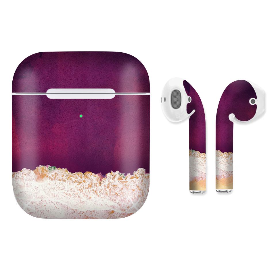 Miếng dán skin chống bẩn cho tai nghe AirPods in hình giả sơn mài - GSM081 (bản không dây 1 và 2)