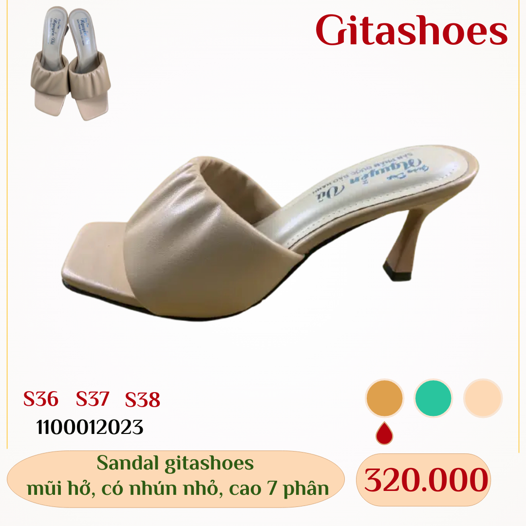 Giày Sandal gitashoes mũi hở, có nhún nhỏ, cao 7 phân - 1100012023