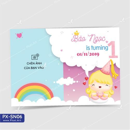 Thiệp thôi nôi – sinh nhật theo yêu cầu Pluxi