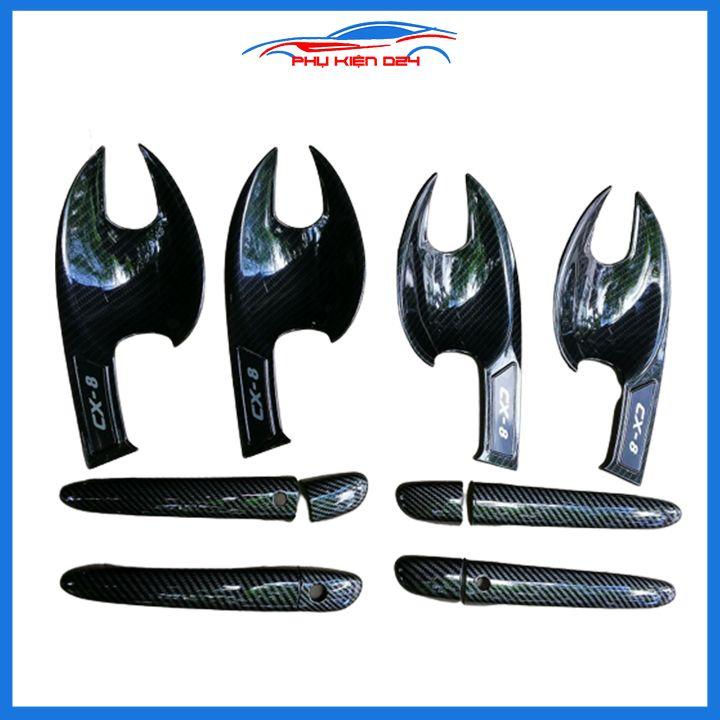 Ốp tay nắm hõm cửa chống trầy Mazda CX8 CX-8 2018-2019-2020-2021-2022 vân cacbon/titan/mạ crom bảo vệ cửa xe ô tô