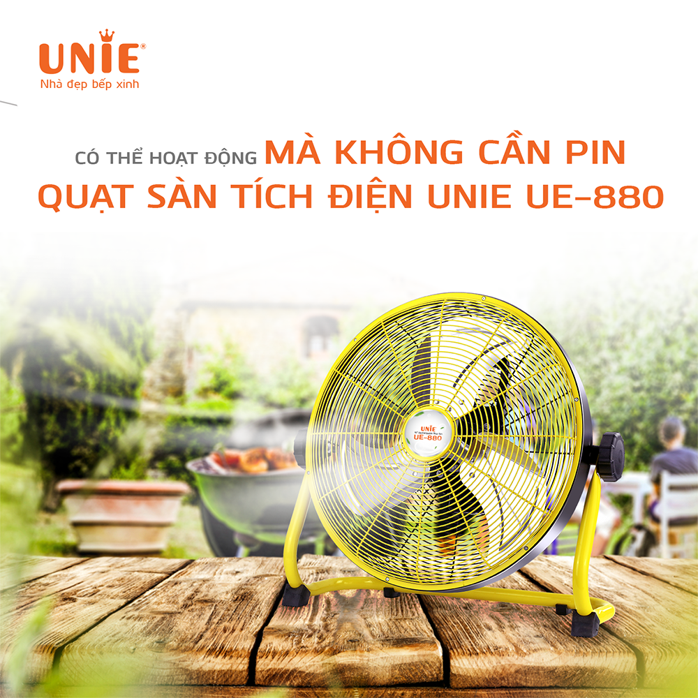 Quạt sạc tích điện UNIE UE-880 sạc 2.5h sử dụng 48h - Hàng chính hãng