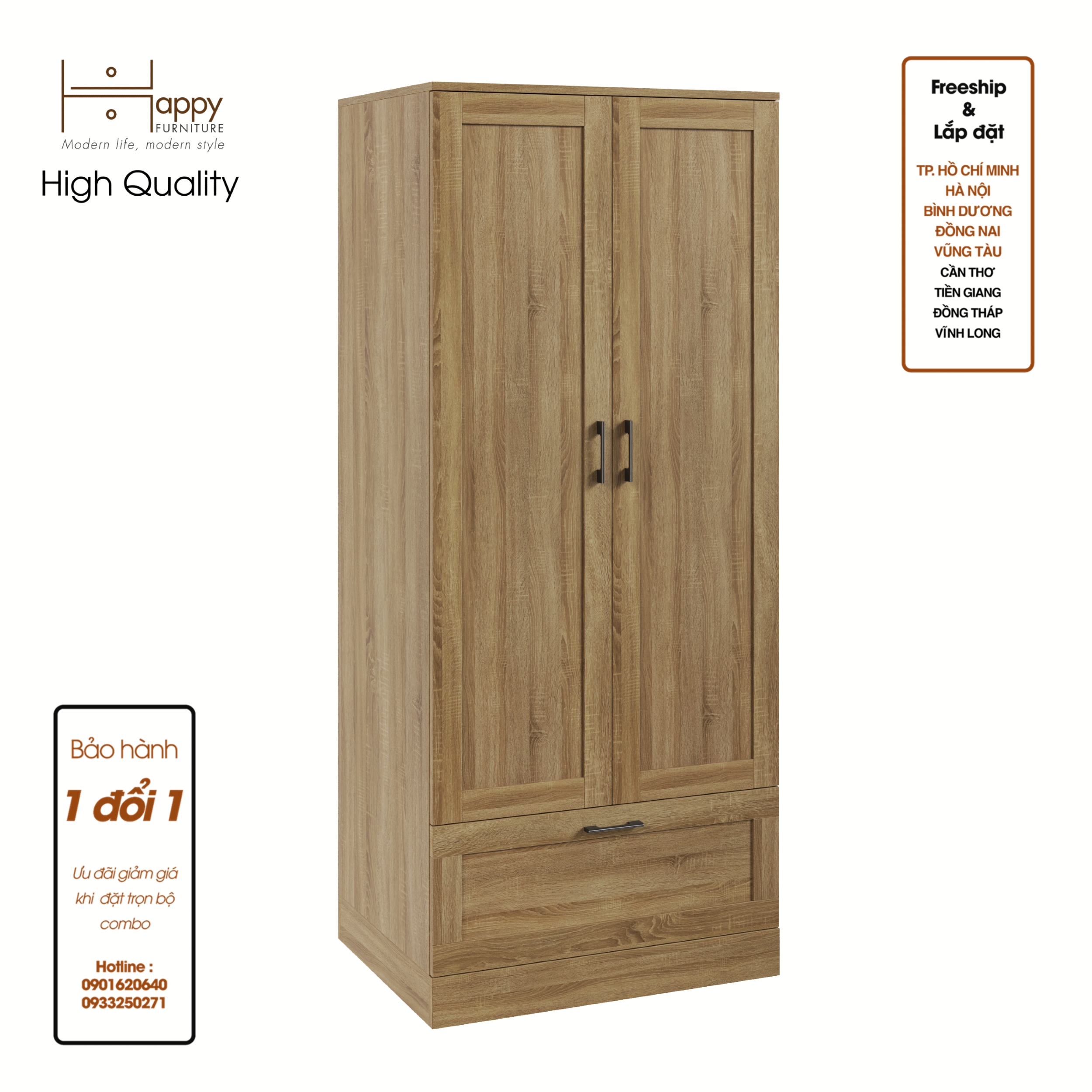 SALY , Tủ treo quần áo tiện dụng, 90cm x 40cm x 180cm , TCM_010