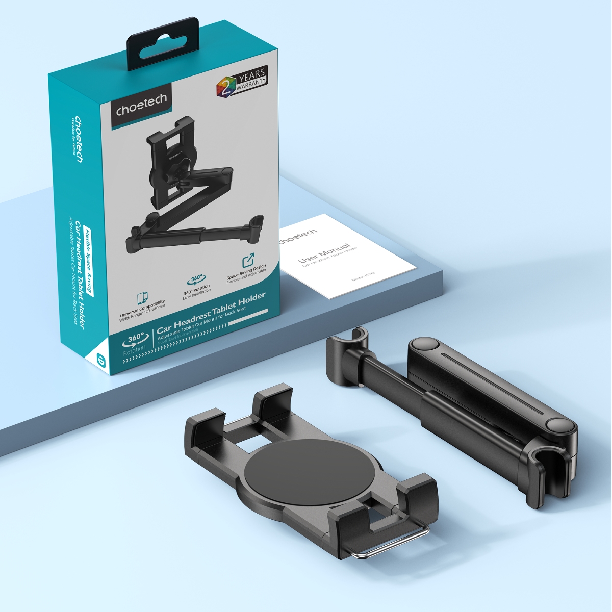 Giá đỡ điện thoại và máy tính bảng cho ghế sau ô tô Choetech H090 kéo giãn linh hoạt - Hàng chính hãng