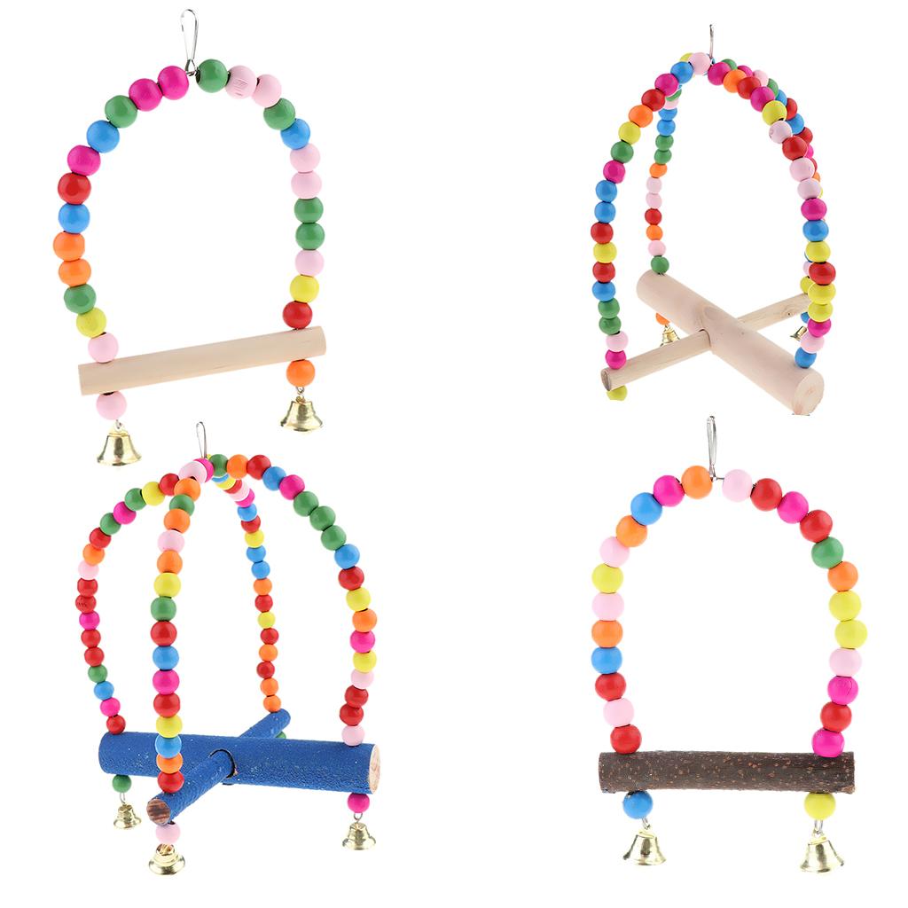 Bird Parrot Cockatiel Hanging Climbing Swing Rings Standing Frame Cage Toy