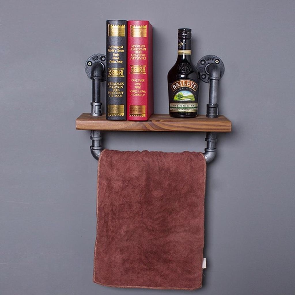Kệ ống nước Kệ gắn tường kiêm giá treo đồ chất liệu ống sắt decor vintage trang trí phòng đẹp, độc, lạ