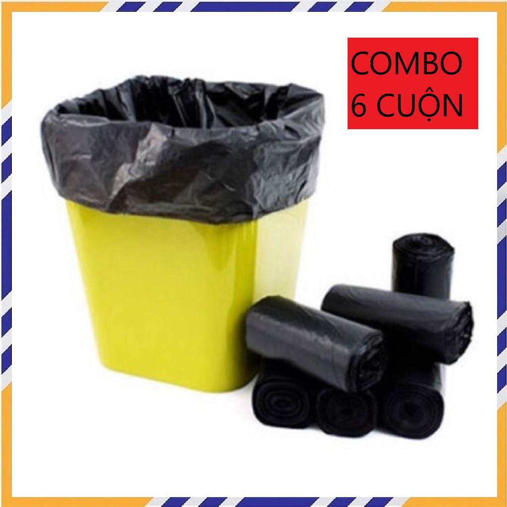 Combo 6 Cuộn Túi Đựng Rác, Túi Rác Đen Tự Phân Huỷ, Túi Nilong Đựng Rác