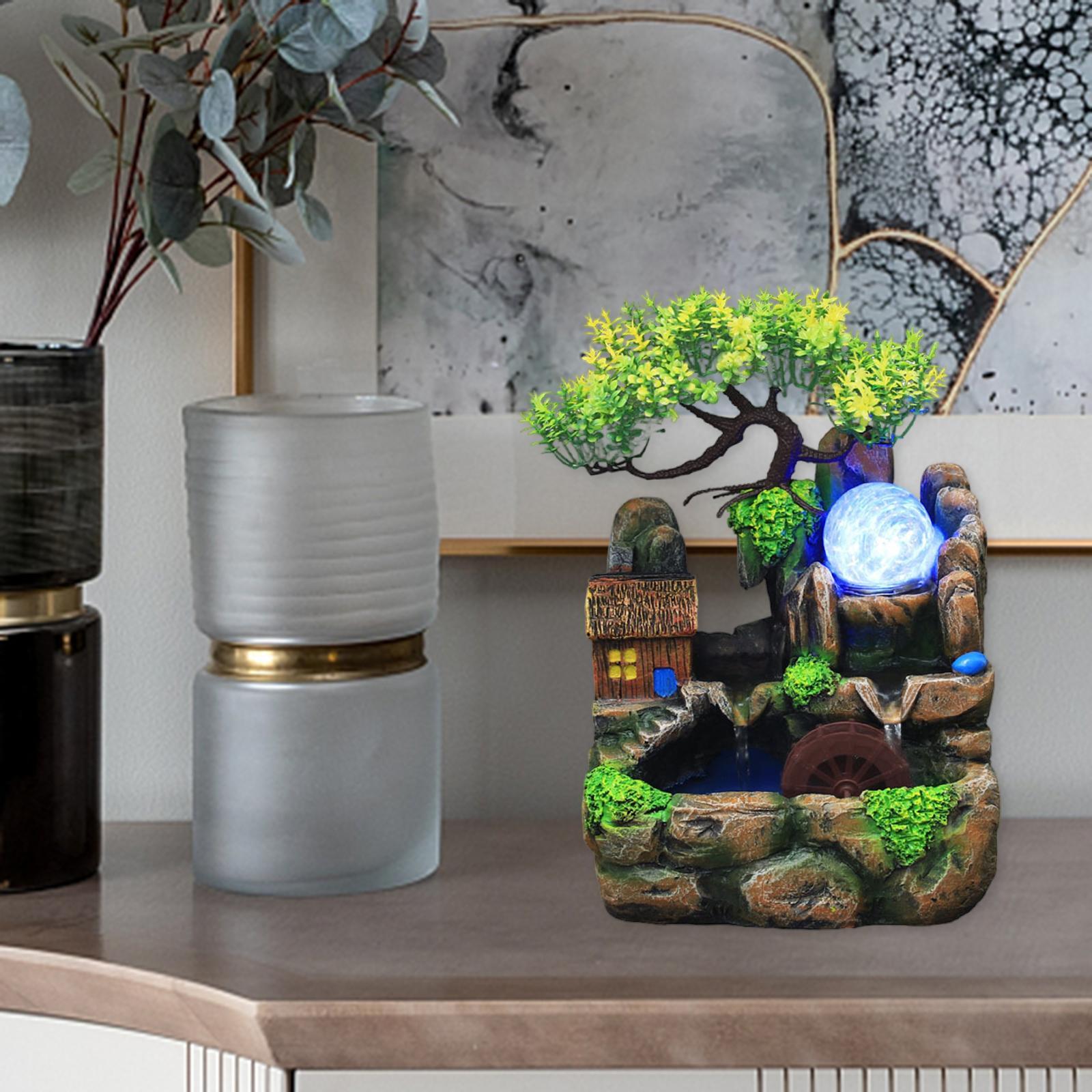 Creative Waterfall Fountain Rockery LED Lights Indoor Meditation