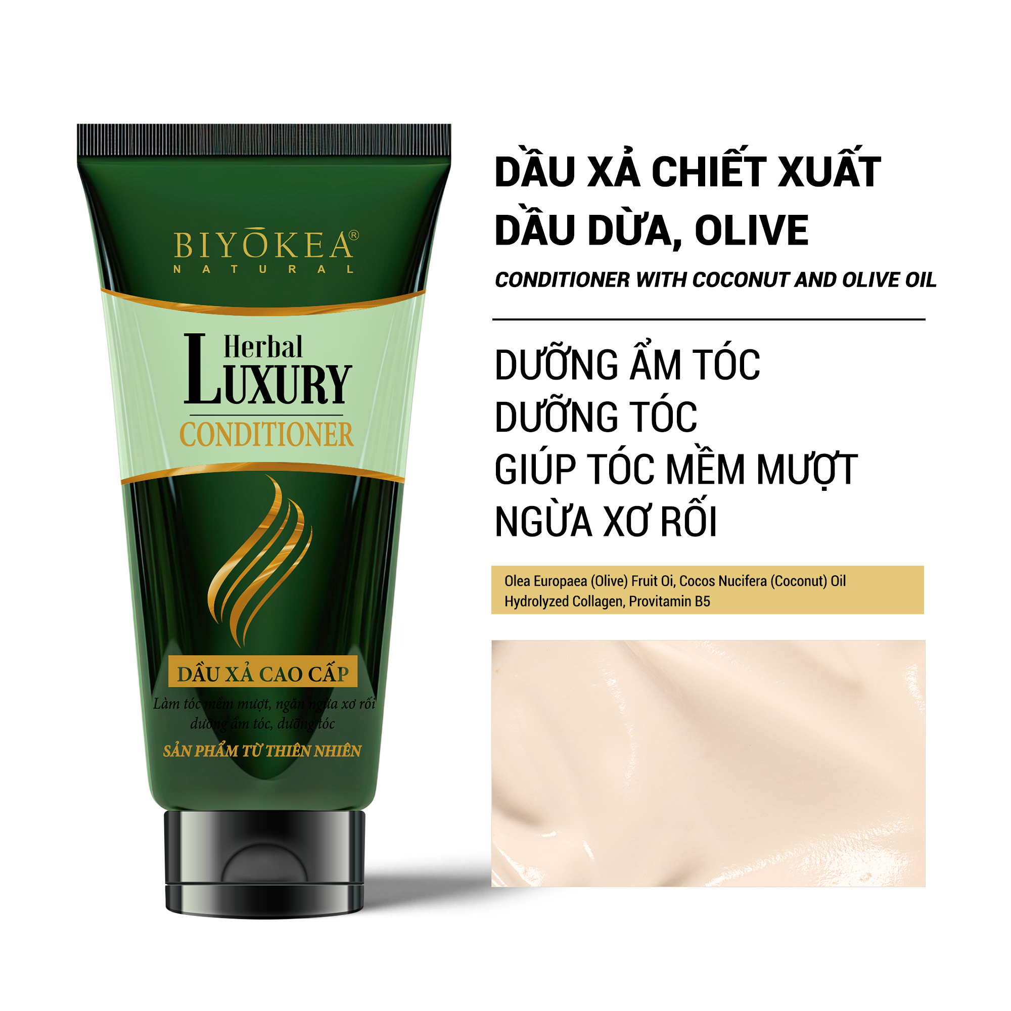 Dầu xả bồ kết thảo dược, kích thích mọc tóc, dưỡng tóc, ngừa xơ rối, phục hồi tóc suôn mượt Herbal Luxury Biyokea 320ml