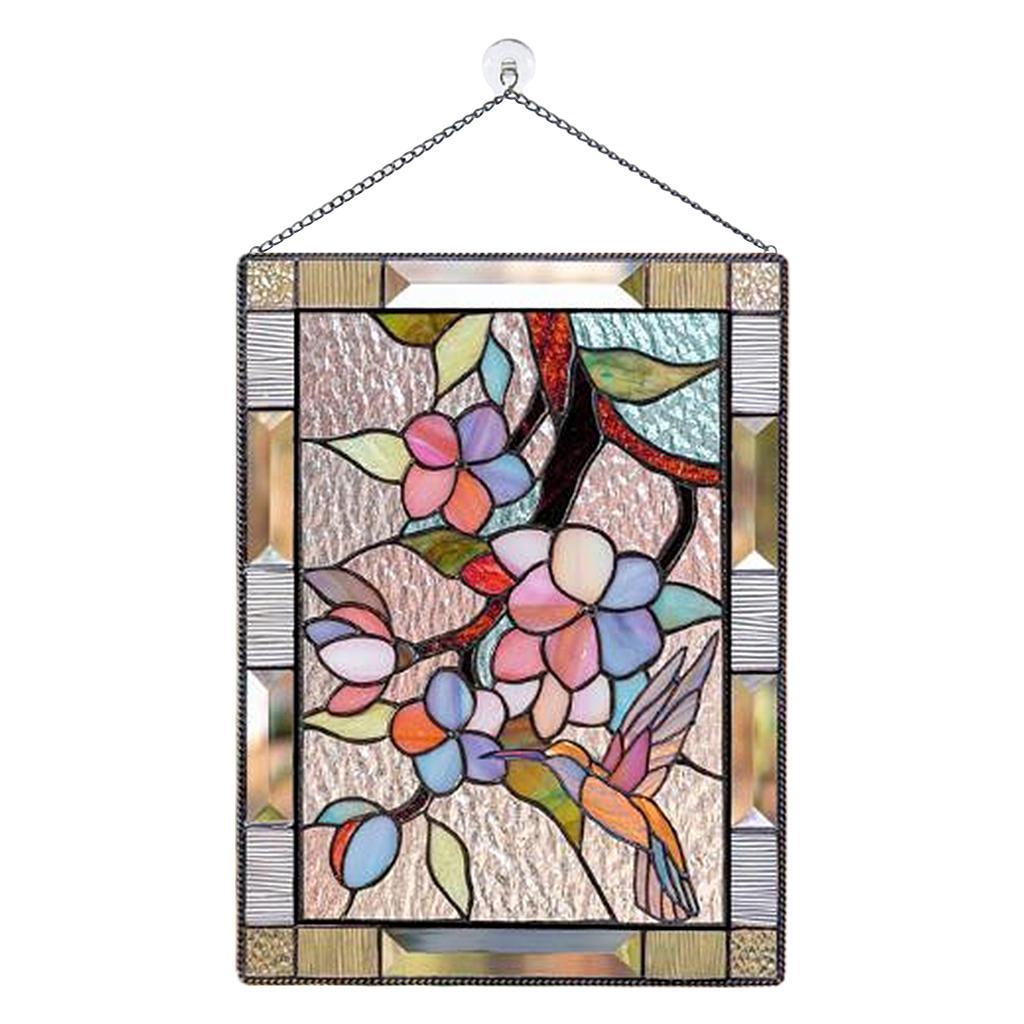2x Stained Glass Window Panel  Handcrafted  w/ Chain