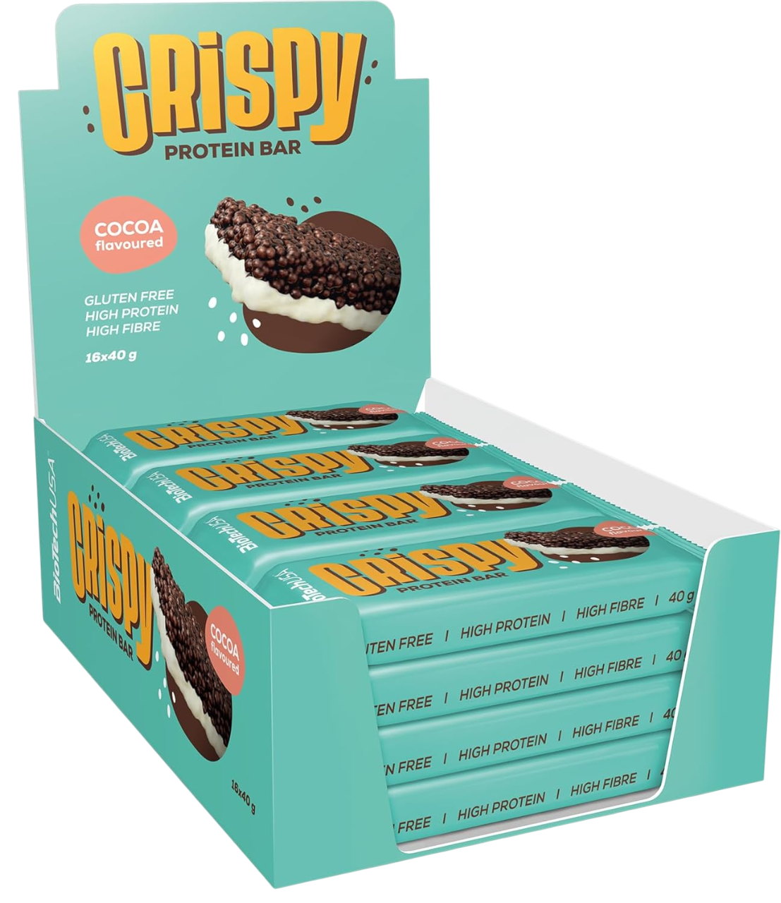 Bánh BioTech USA Crispy Protein Bar (40g, 16 bánh), Bánh Bổ Sung Protein, Phục Hồi và Phát Triển Cơ