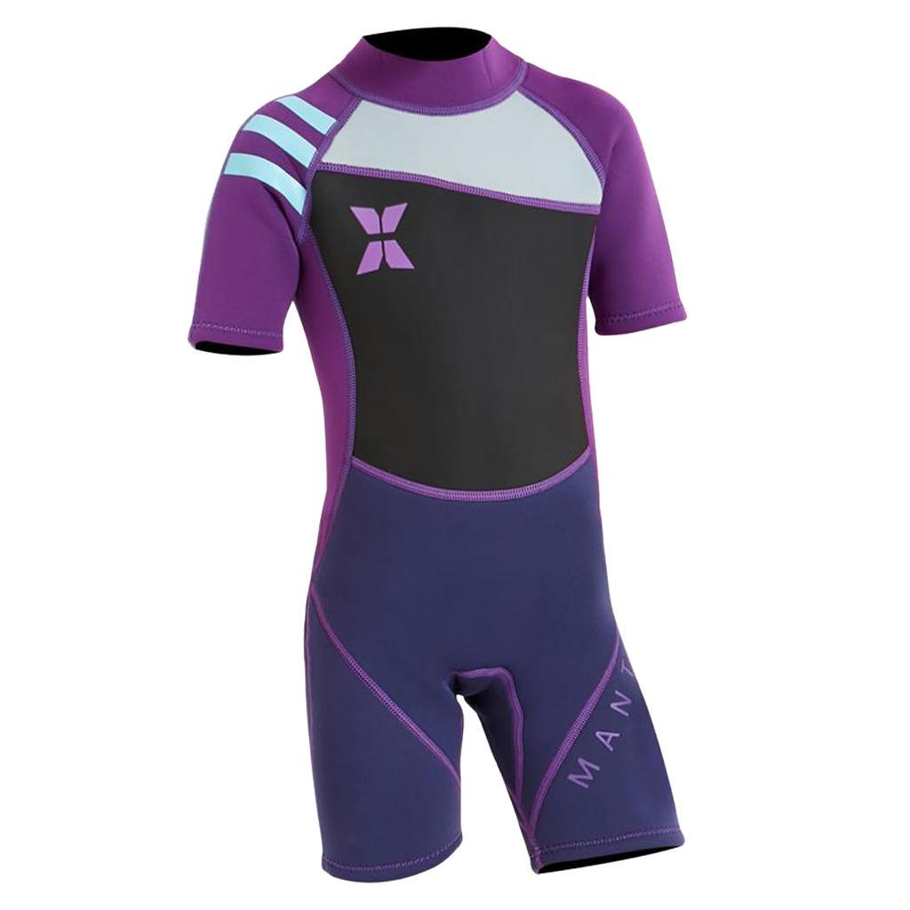 2.5mm Kids Short Sleeve Wetsuit Beach Diving  Swimsuit S