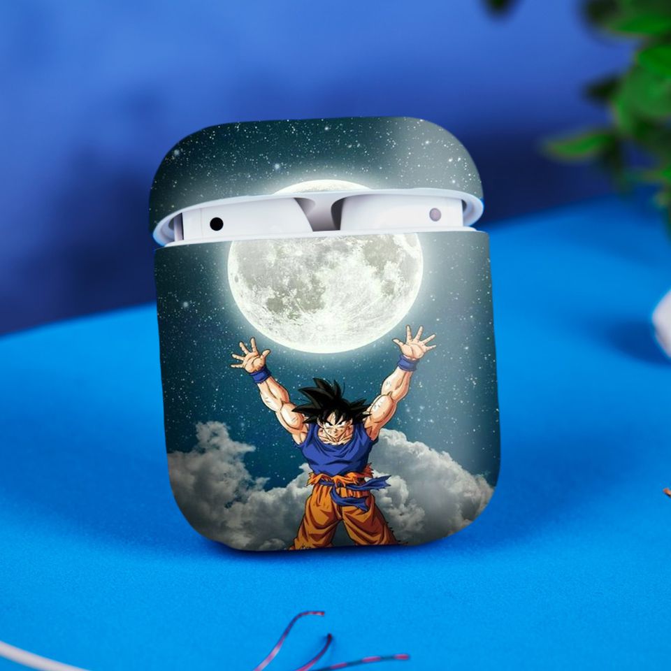 Miếng dán skin chống bẩn cho tai nghe AirPods in hình Songoku Dragon Ball - 7vnr015 (bản không dây 1 và 2)