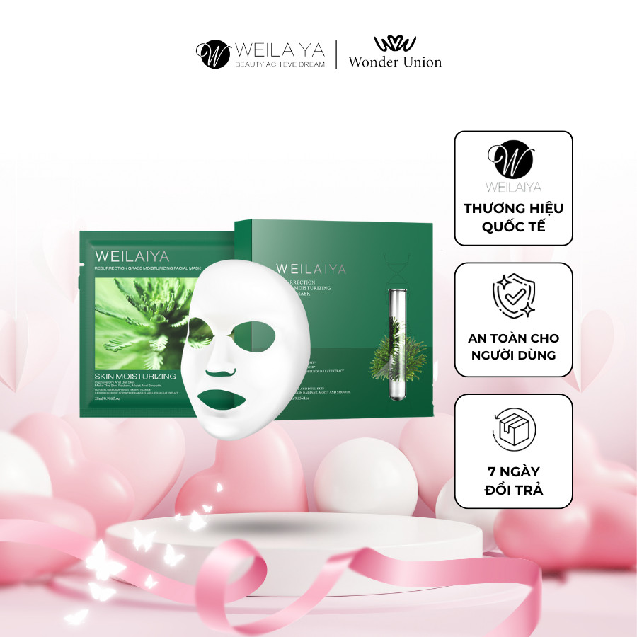 Mặt nạ giấy tái sinh cỏ vạn năm Weilaiya dưỡng da, dưỡng ẩm hàng nội địa Trung hộp 10 miếng